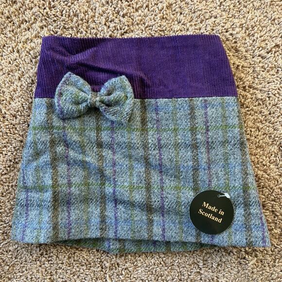 Glen Appin Scotland Harris Tweed Purple/Gray Plaid Wool Skirt Toddler 3T NEW NWT - Picture 1 of 8